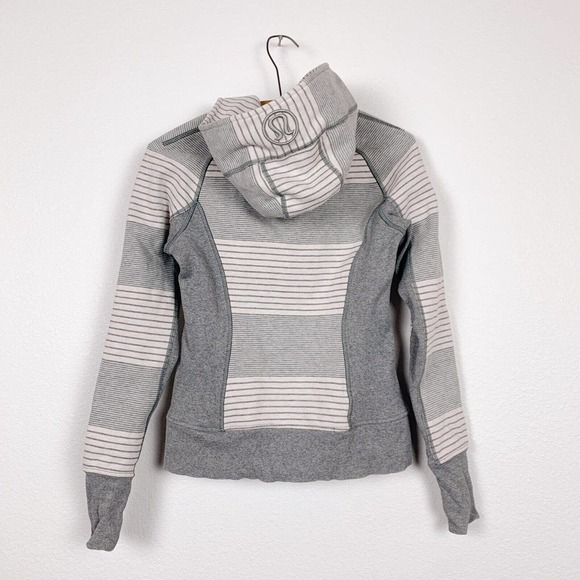 Lululemon Striped Sweatshirt Full Zip Jacket Scuba Hoodie Size 4 - Picture 7 of 8